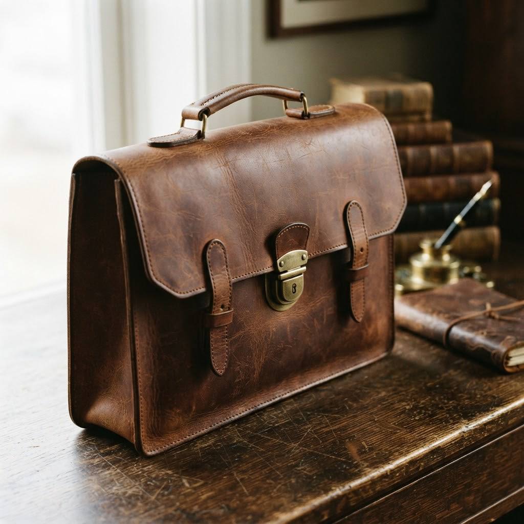 Vintage Leather Briefcase "Oxford"