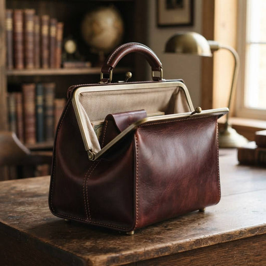 Compact Leather Gladstone Bag "Retro Doctor"